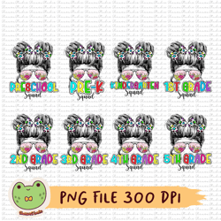 back to school bundle png, messy bun bundle png, preschool png, pre k png, kindergarten png, 1st grade png to 5th grade