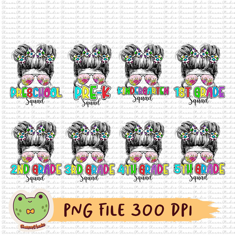 Back To School Bundle PNG Messy Bun Bundle PNG Preschool Png Pre K Png Kindergarten Png 1st Grade P 0
