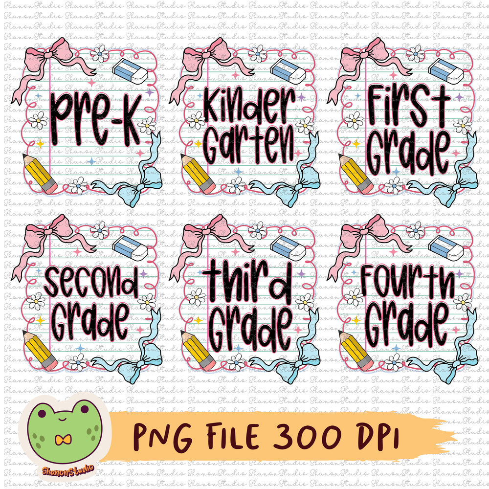 Back To School Bundle Png Coquette Pre K Kindergarten 1st Grade To 4th Grade School Bundle Sublimat 0
