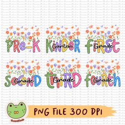 back to school bundle png, flowers png, pre k, kindergarten, 1st grade to 4th grade, school bundle sublimation, coquette