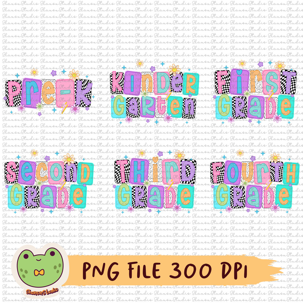 Back To School Bundle Png Vintage Png Flowers Pre K Kindergarten 1st Grade To 4th Grade School Bund 0