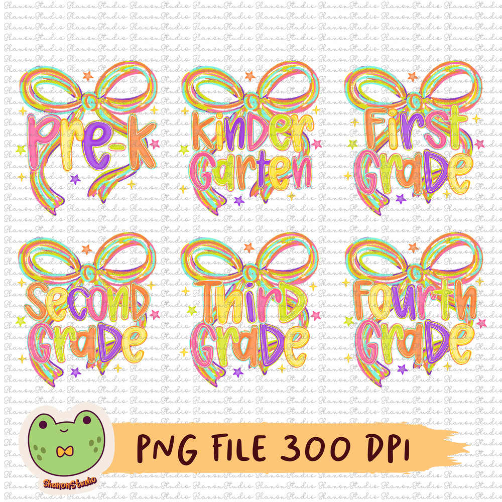 Back To School Bundle Coquette Brushstroke Pre K Png Kindergarten 1st Grade To 4th Grade School Bun 0