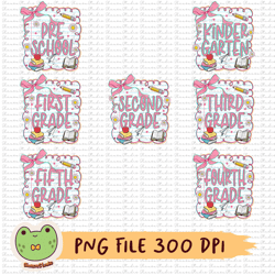 back to school bundle png, coquette, apple, pre school, kindergarten, 1st grade to 5th grade, school bundle sublimation