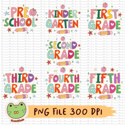 back to school bundle png, pencil, apple, pre school, kindergarten, 1st grade to 5th grade, school bundle sublimation