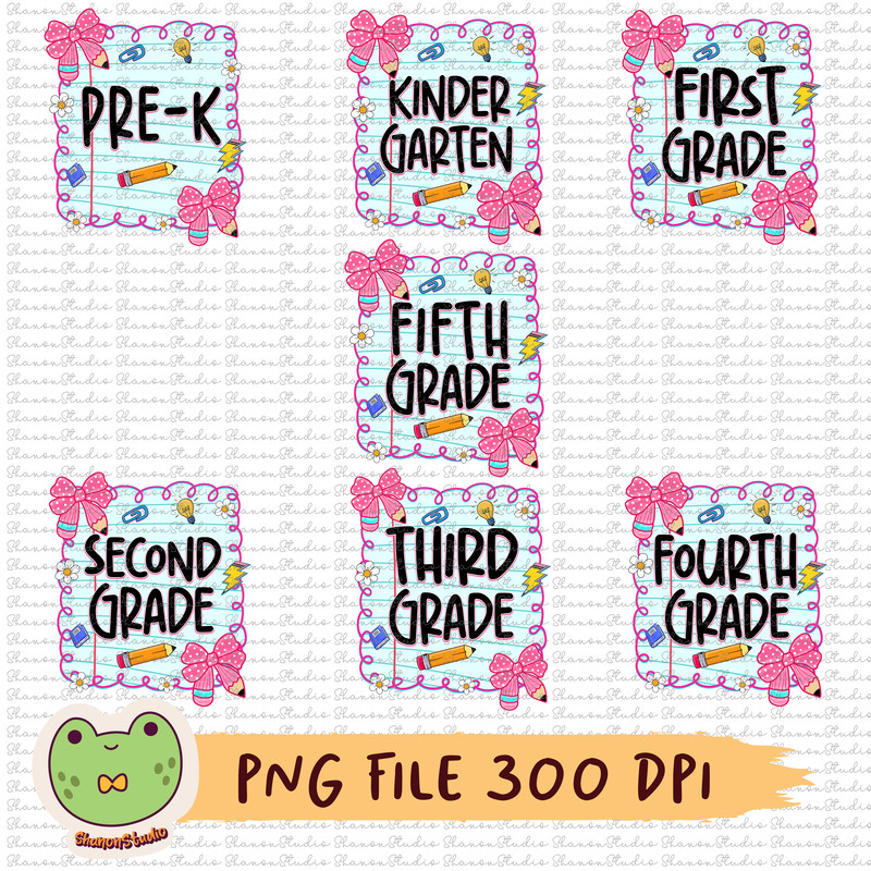 Back To School Bundle Png Coquette Pencil Pre K Kindergarten 1st Grade To 5th Grade School Bundle S 0