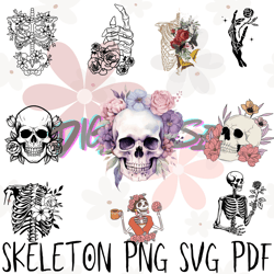 skeleton with flowers png svg pdf