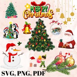 merry christmas svg, png, pdf bundle