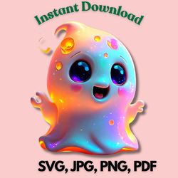 cute halloween ghost colourful svg, jpg, png, pdf high quality files