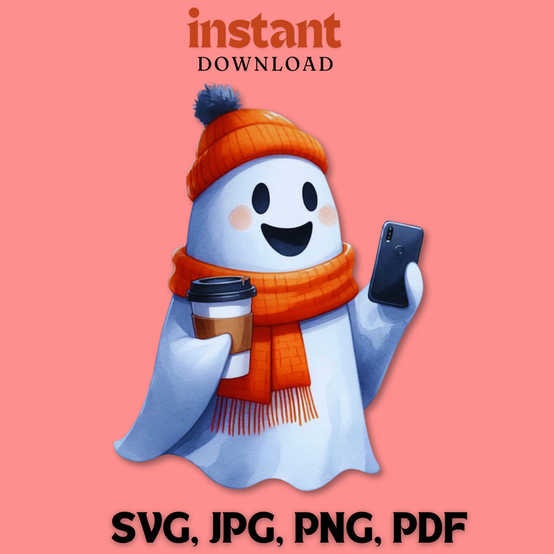 Cute Halloween Ghost Sticker Halloween Decal Ghost Spark Plug Halloween Mugs Halloween Ghost SVG JPG PNG PDF 0