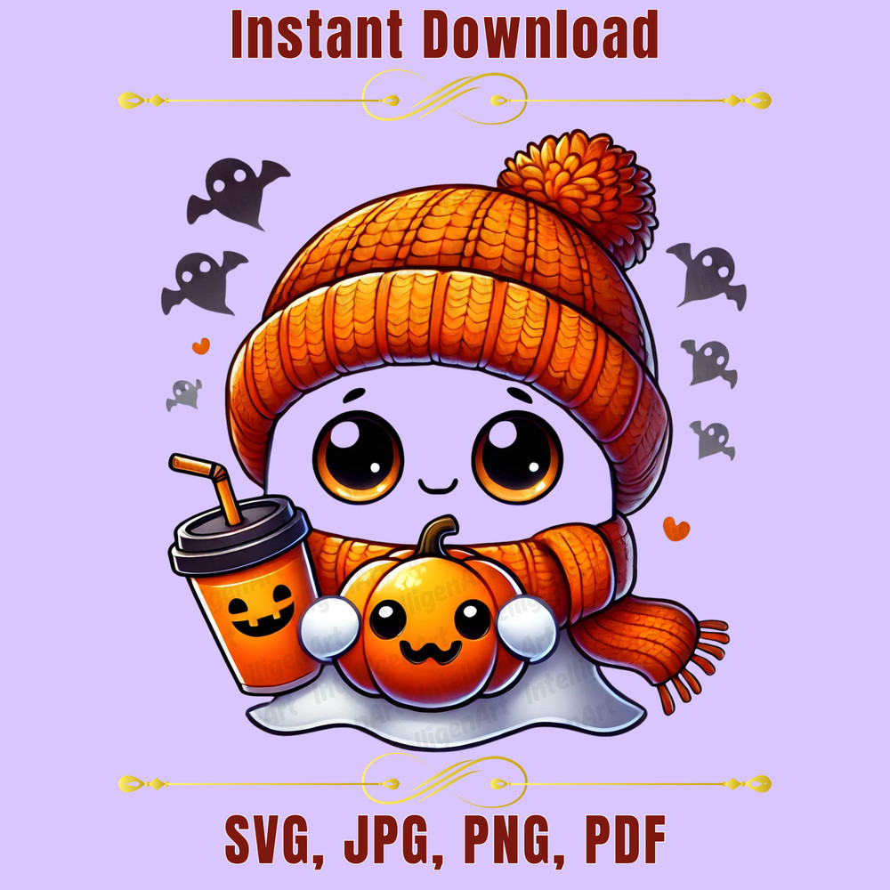Cute Halloween Ghost Cute Ghost Graphics Cute Ghost Clipart Spooky Ghosts Halloween Digital Stickers SVG JPG PNG 0