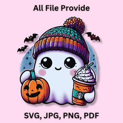 cute baby halloween girl ghost coffee, bougie, bougie ghost, here for the boos, sticker, mug, trending svg, jpg, png,pdf