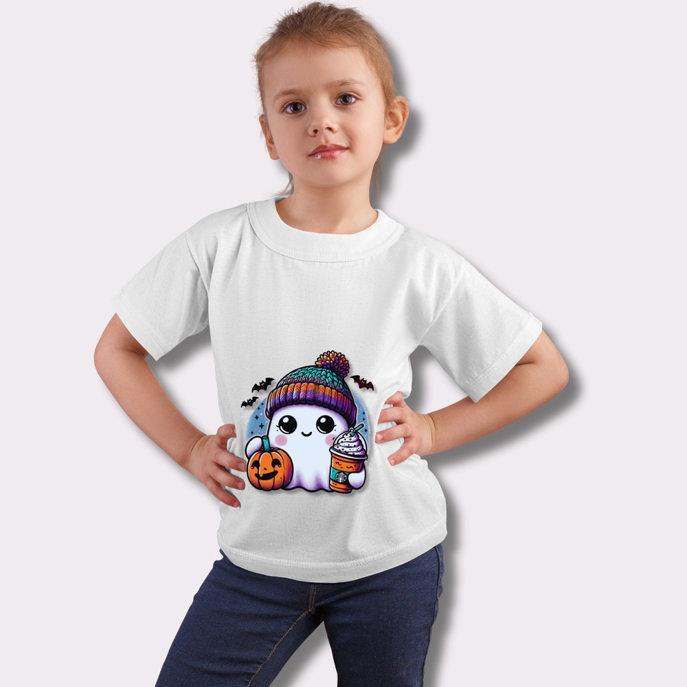 Cute Baby Halloween Girl Ghost Coffee Bougie Bougie Ghost Here For The Boos Sticker Mug Trending SVG JPG PNGPDF 3