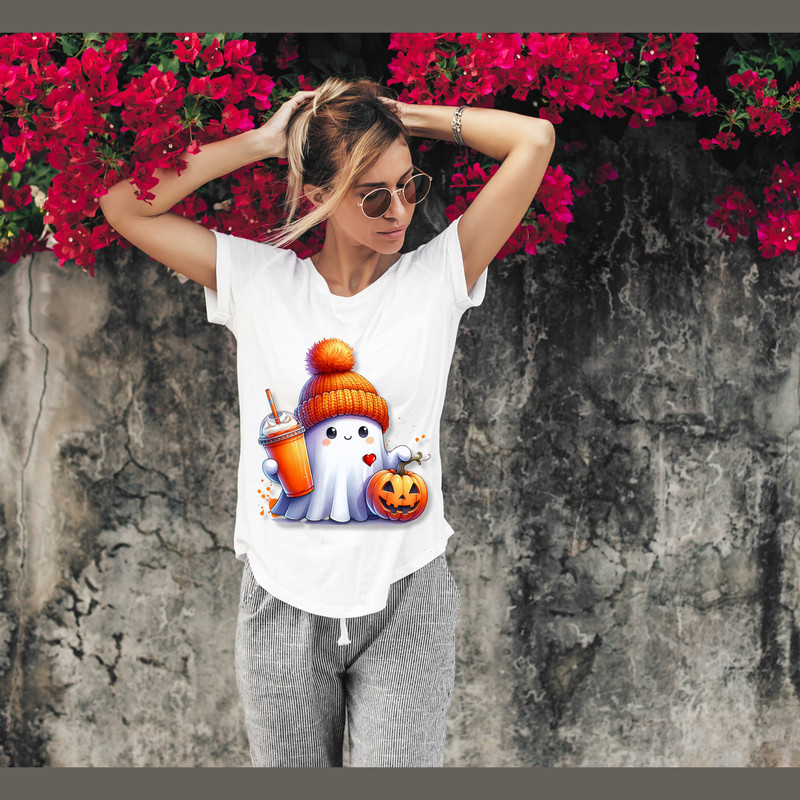 Cute Ghost PNG Halloween PNG Spooky Ghost Autumn Sublimation Design Pumpkins Instant Download SVG JPG PNG PDF 1