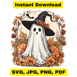 witch floral ghost floral halloween sublimation design, spooky mom halloween, digital design all files svg, jpg, png, pd