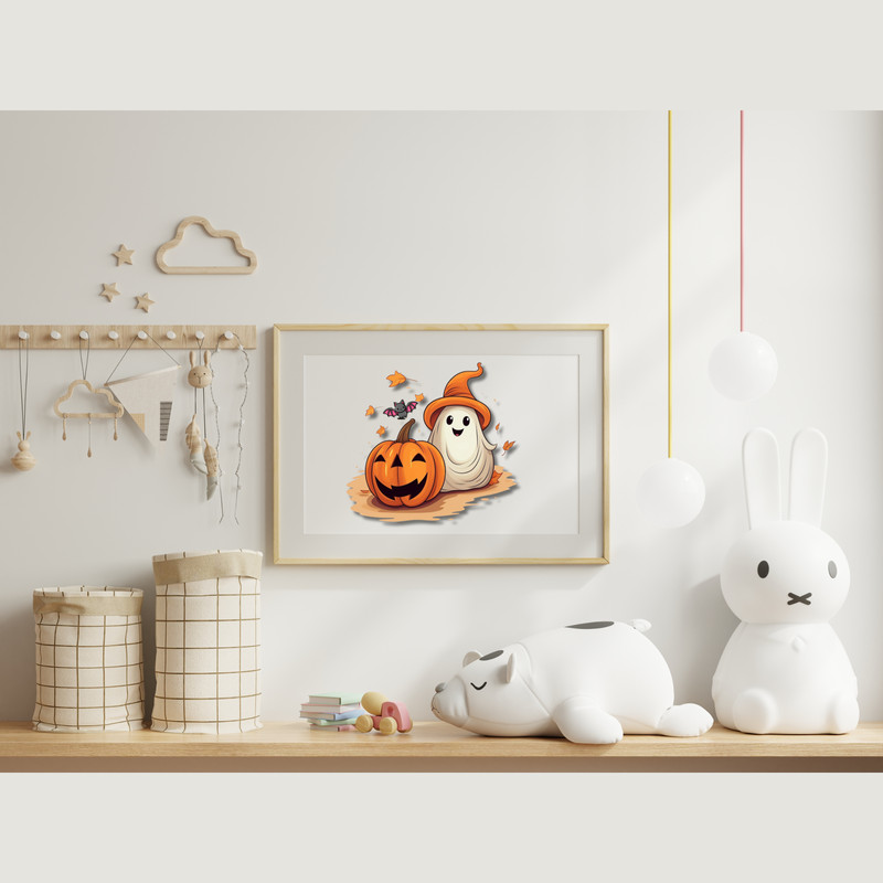 Cute Ghost And Pumpkin Fall Wall Art Collection Halloween Girls Bedroom Decor Autumn Designs Gift For Her Printabl 4