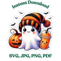 halloween stickers, retro cute ghost, vintage halloweem stickers, stickers for school, office supplies svg, jpg, png,pdf
