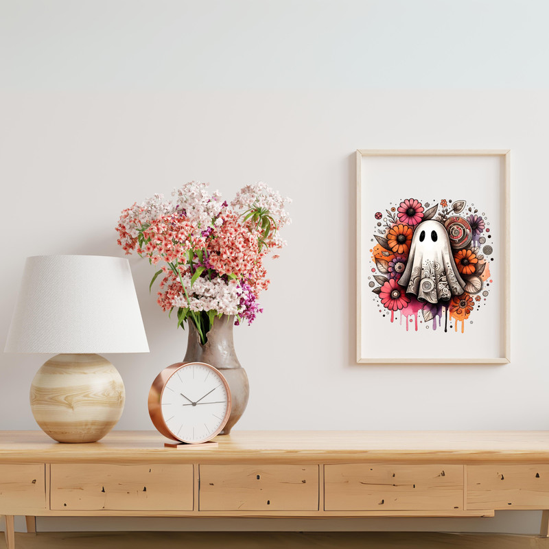 Retro Floral Ghost Retro Ghost Clipart Flowers Floral Ghost Cute Ghost Groovy Halloween Retro Halloween 2
