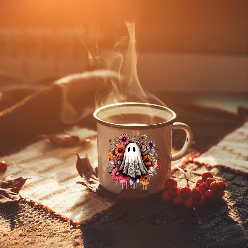 Retro Floral Ghost Retro Ghost Clipart Flowers Floral Ghost Cute Ghost Groovy Halloween Retro Halloween 3