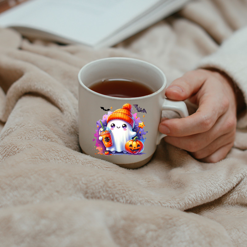 Cute Ghost Halloween Coffee Bougie Ghost Spooky Mug Tshirt Sublimation Design 2