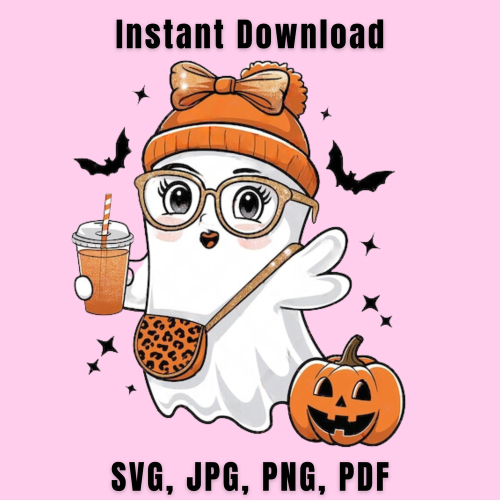 Coquette Ghost Cute Ghost Halloween Coffee Bougie Bougie Ghost Funny Halloween Ghost Svg Jpg Png Pdf 0