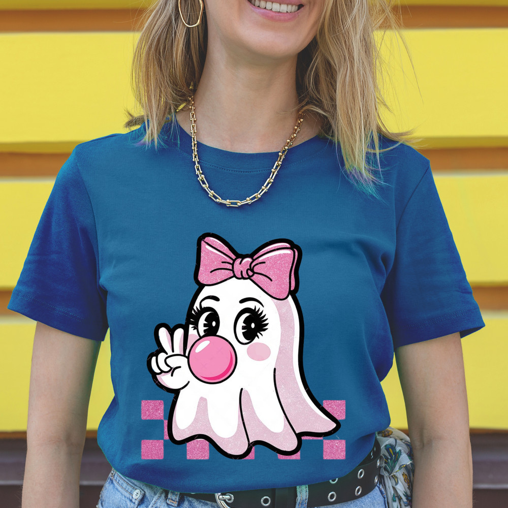 Cute Girly Ghost Blowing Bubble Blowing Bubble Girl Cute Ghost Fall Shirt Sublimation Retro Fall Svg Jpg Png Pdf 1