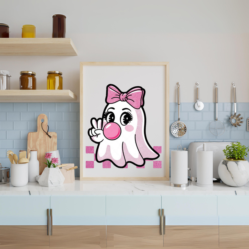 Cute Girly Ghost Blowing Bubble Blowing Bubble Girl Cute Ghost Fall Shirt Sublimation Retro Fall Svg Jpg Png Pdf 4