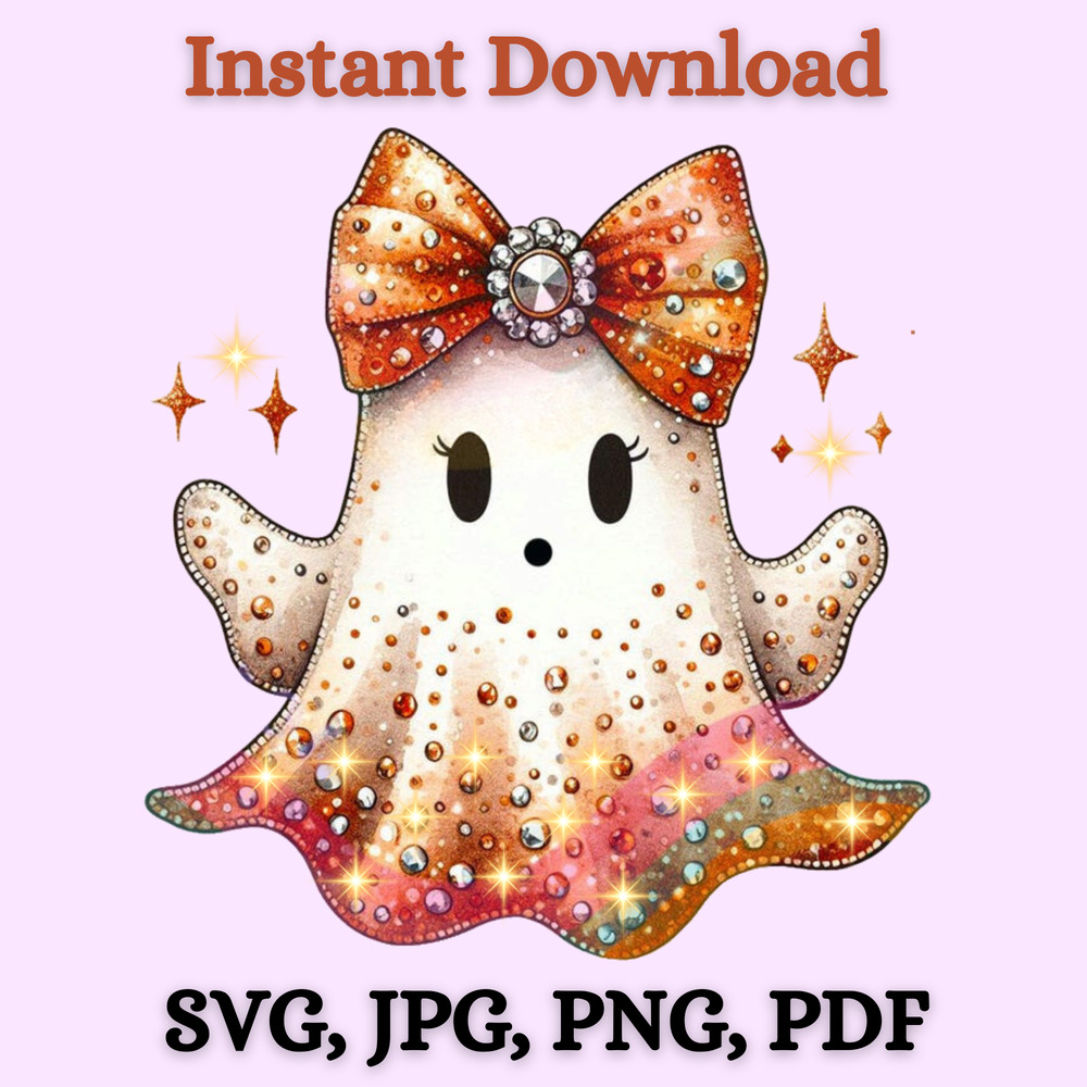 Cute Ghost Faux Glitter Glam Sparkly Bougie Ghost Here For The Boos Sticker Design Trending Ghost Svgjpgpngpdf 0
