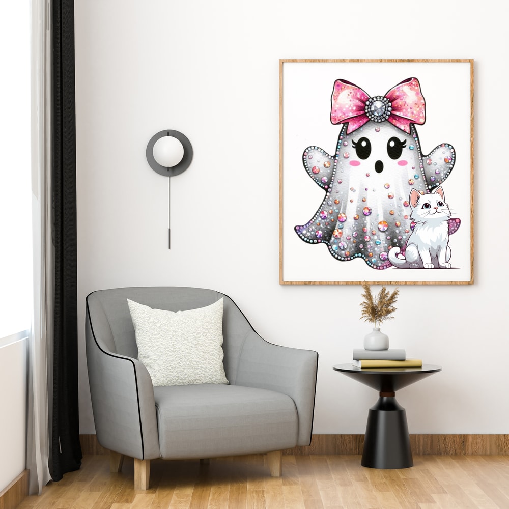 Cute Ghost Faux Glitter Glam Sparkly Bougie Ghost Here For The Boos Trending G Svg Jpg Png Pdf 3