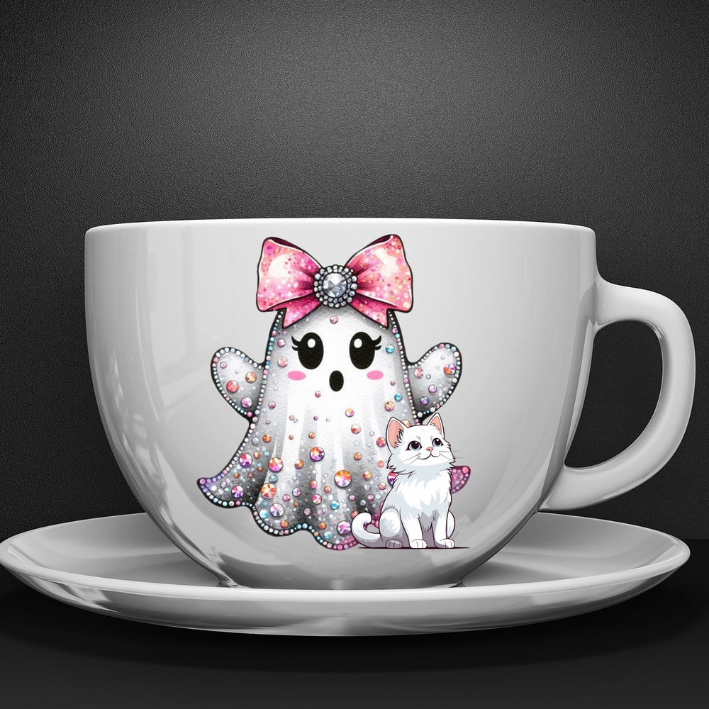 Cute Ghost Faux Glitter Glam Sparkly Bougie Ghost Here For The Boos Trending G Svg Jpg Png Pdf 4