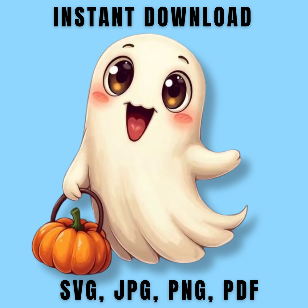 Cute Halloween Ghost PNG Instant Download For Shirts Mugs Pillows Stickers Digital File Projects Halloween Design 0