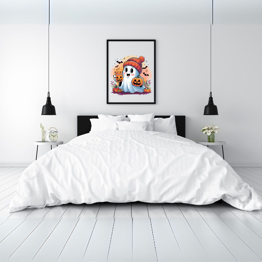 Adorable Halloween Ghost Clipart Set Cute Kawaii Ghost With Pumpkins Svg Jpg Png Pdf 3