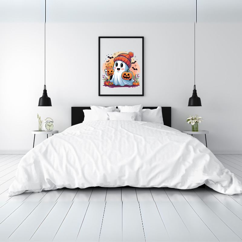 Adorable Halloween Ghost Clipart Set Cute Kawaii Ghost With Pumpkins Svg Jpg Png Pdf 3