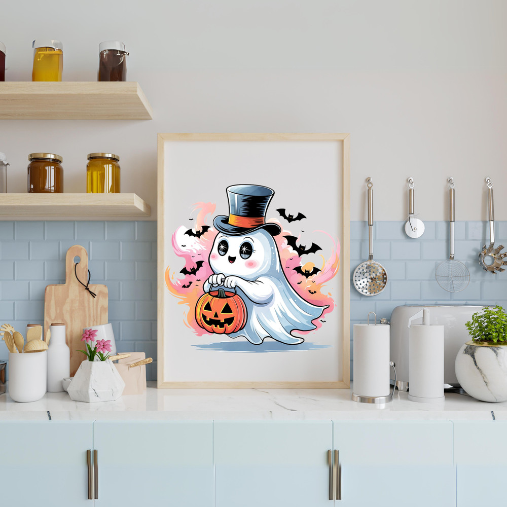 Adorable Halloween Ghost Clipart Cute Kawaii Ghost With Pumpkins Cute Halloween Instant Download Svg Jpg Png Pdf 4