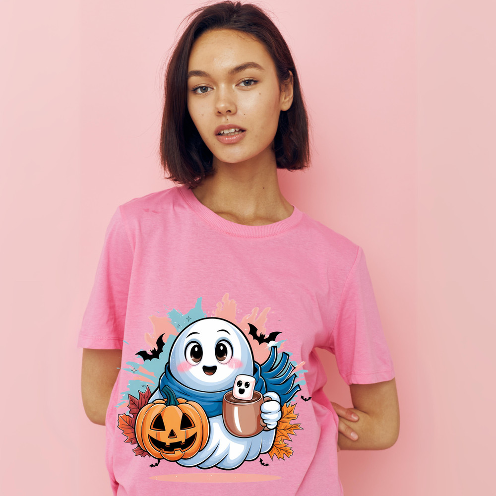 Adorable Halloween Ghost Clipart Cute Kawaii Ghost With Pumpkin Cute Halloween Svg Jpg Png Pdf 1