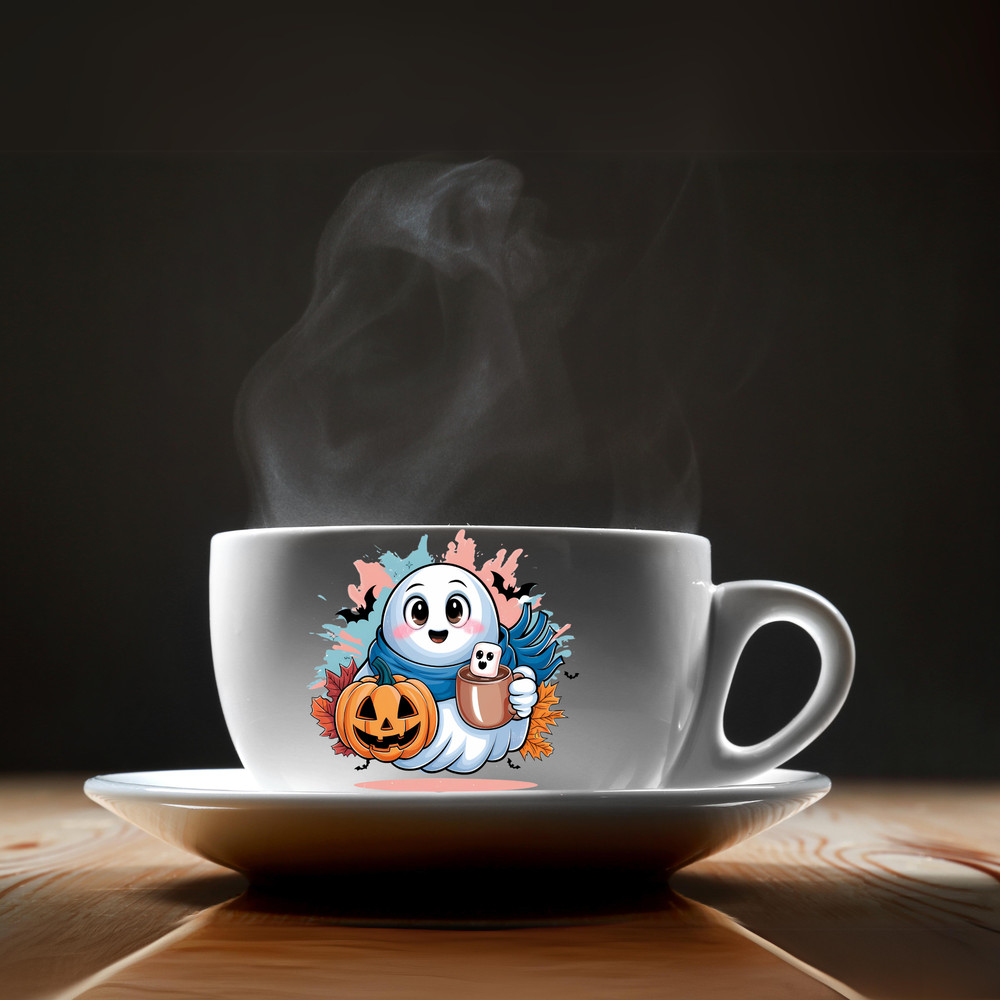 Adorable Halloween Ghost Clipart Cute Kawaii Ghost With Pumpkin Cute Halloween Svg Jpg Png Pdf 2