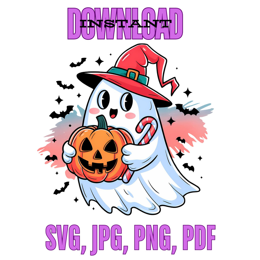 Cute Halloween Ghost Halloween Pumpkin Svg Jpg Png Pdf Instant Download 0