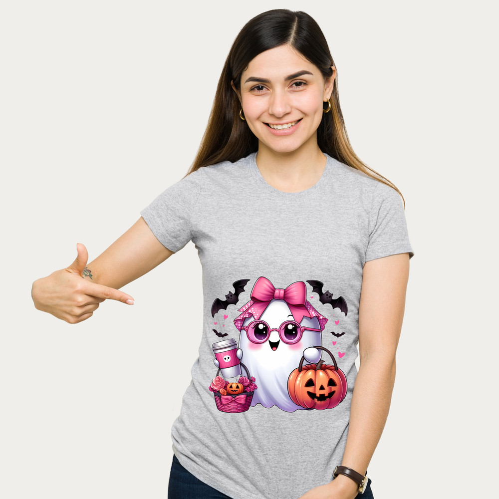 Pink Ghost Cute Halloween Ghost Clipart Pumpkin Halloween Sublimation Design Mug And Sticker Svg Jpg Png Pdf 1