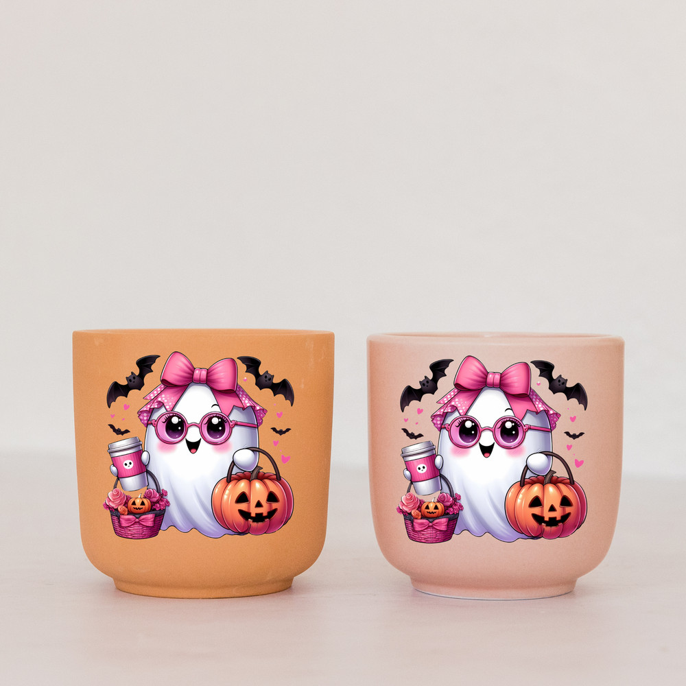 Pink Ghost Cute Halloween Ghost Clipart Pumpkin Halloween Sublimation Design Mug And Sticker Svg Jpg Png Pdf 2