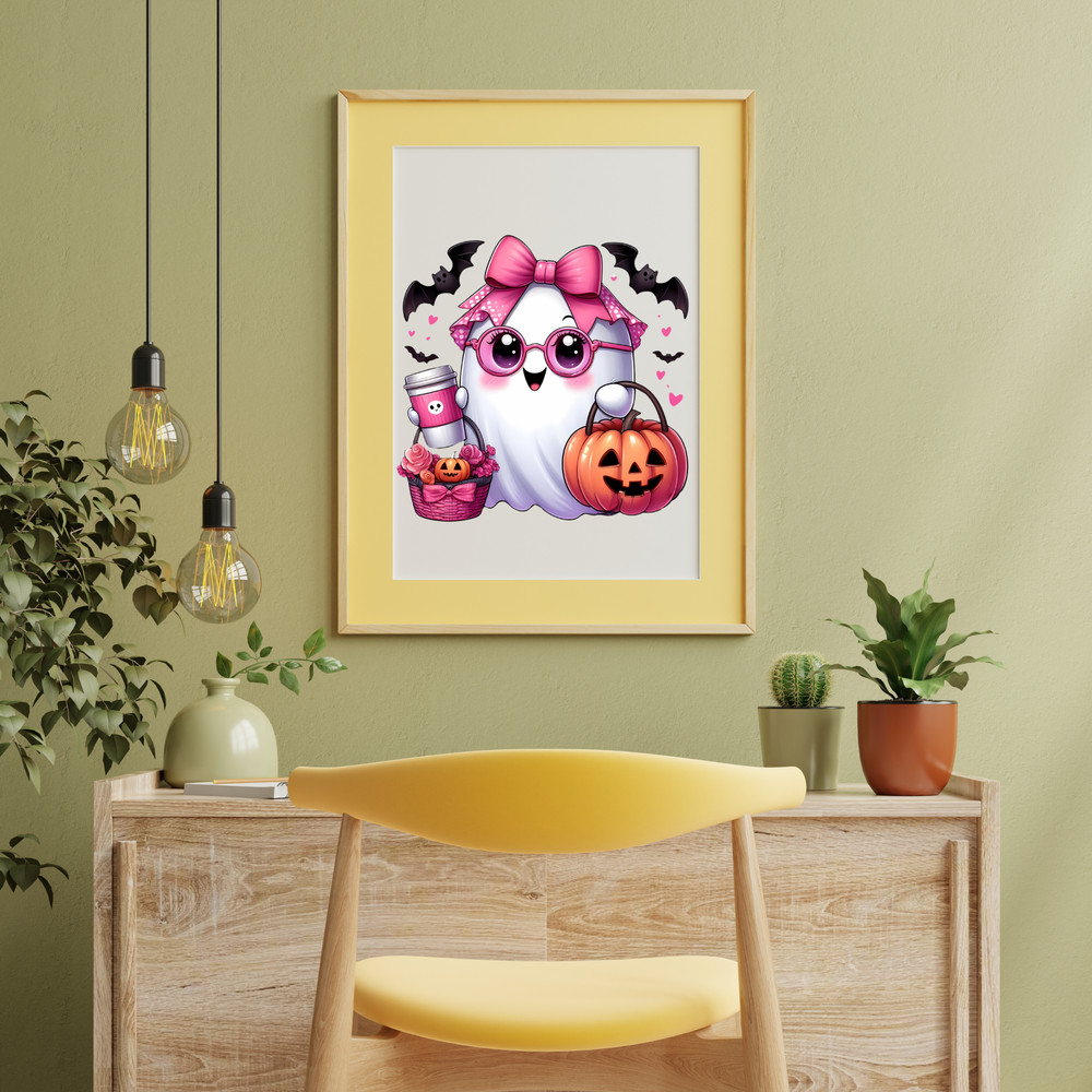 Pink Ghost Cute Halloween Ghost Clipart Pumpkin Halloween Sublimation Design Mug And Sticker Svg Jpg Png Pdf 5