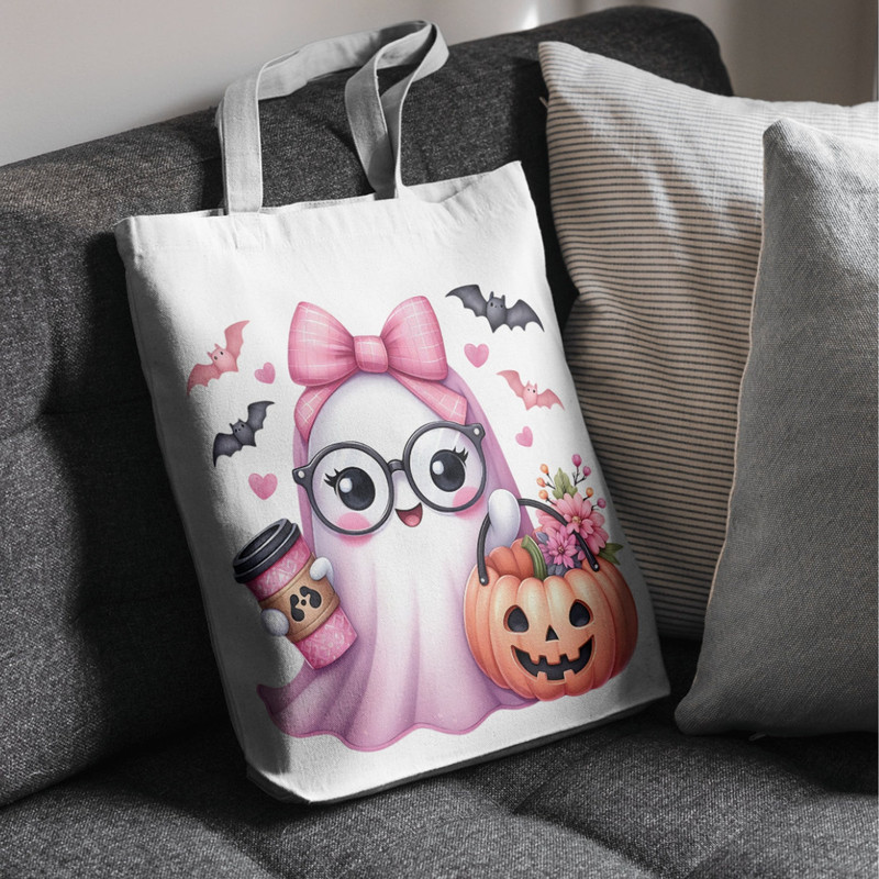 Pink Ghost Cute Halloween Ghost Clipart Pumpkin PNG Halloween Sublimation Design Mug And Sticker Svg Jpg Png Pdf 2