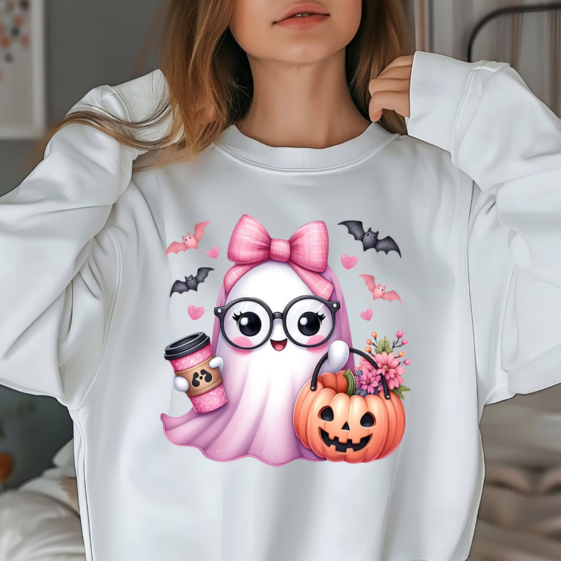 Pink Ghost Cute Halloween Ghost Clipart Pumpkin PNG Halloween Sublimation Design Mug And Sticker Svg Jpg Png Pdf 3