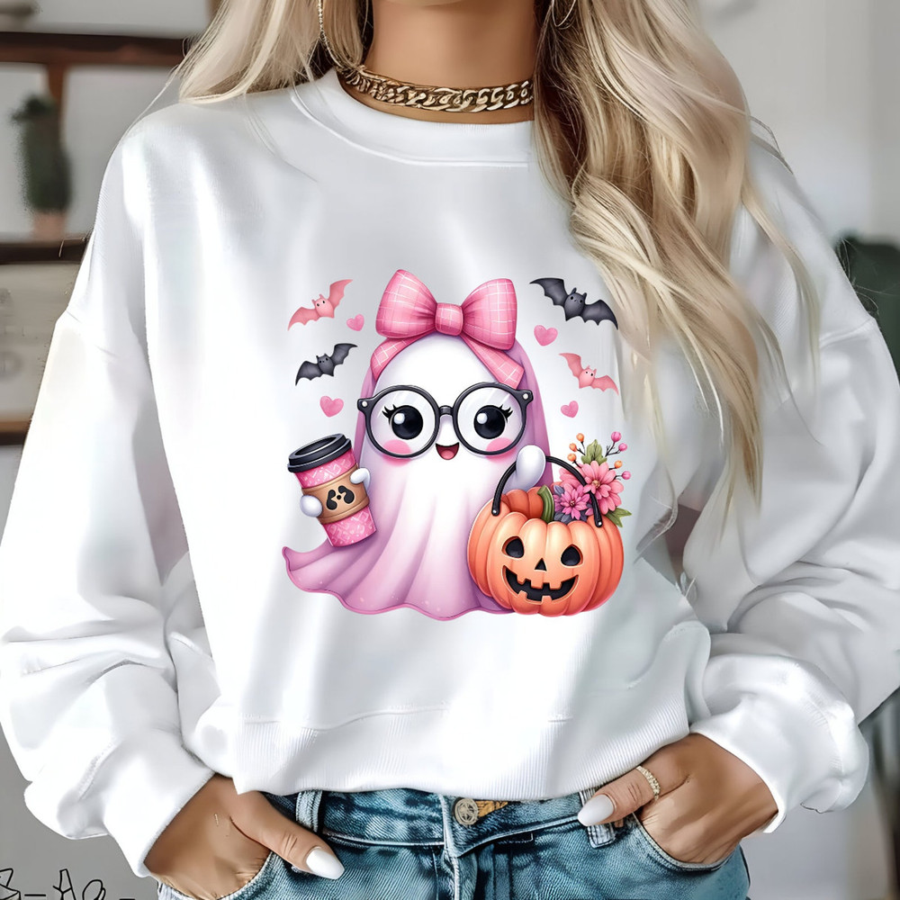 Pink Ghost Cute Halloween Ghost Clipart Pumpkin PNG Halloween Sublimation Design Mug And Sticker Svg Jpg Png Pdf 5