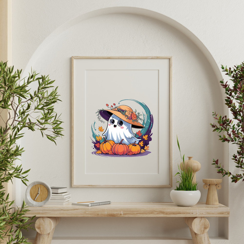 Halloween Cute Girl PNG JPG SVG PDF Cute Floral Ghost Clipart Instant Download 4