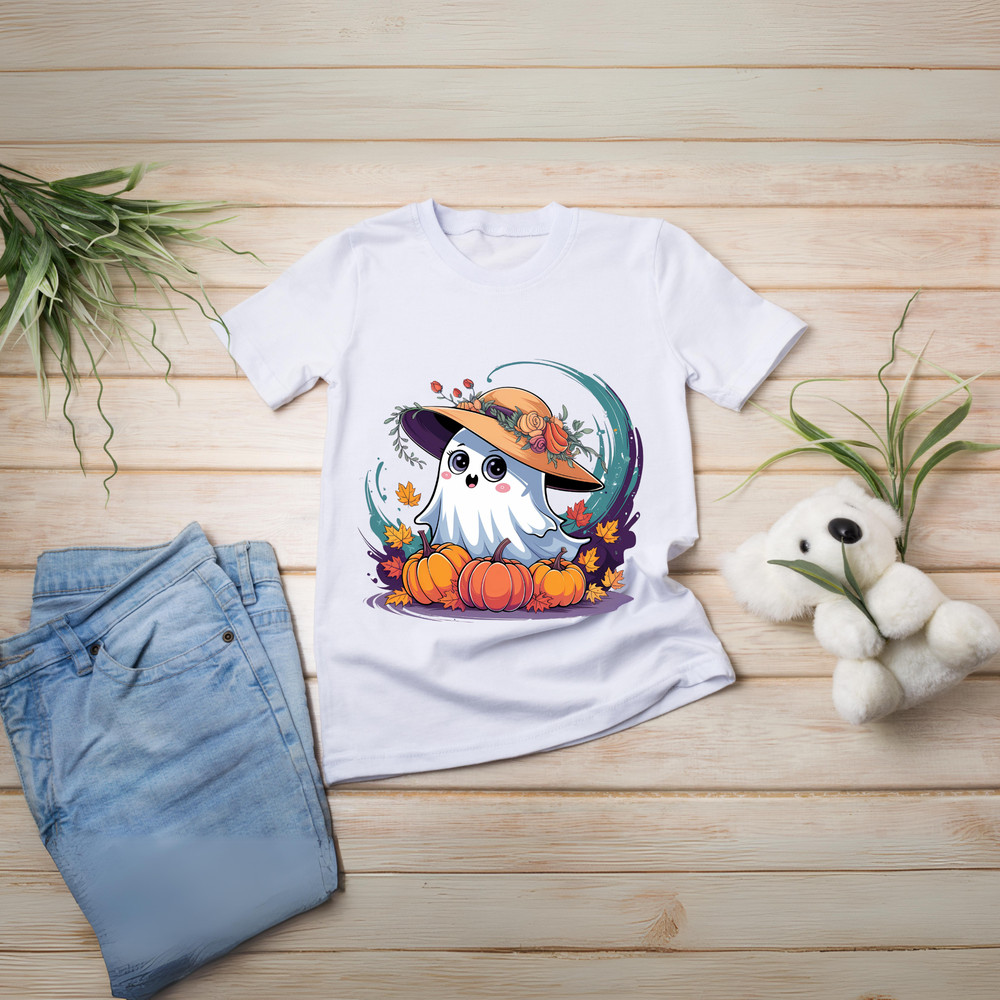 Halloween Cute Girl PNG JPG SVG PDF Cute Floral Ghost Clipart Instant Download 5