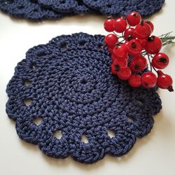 Set of 4 crochet coasters for coffee table decor, napkin , placemat, doily