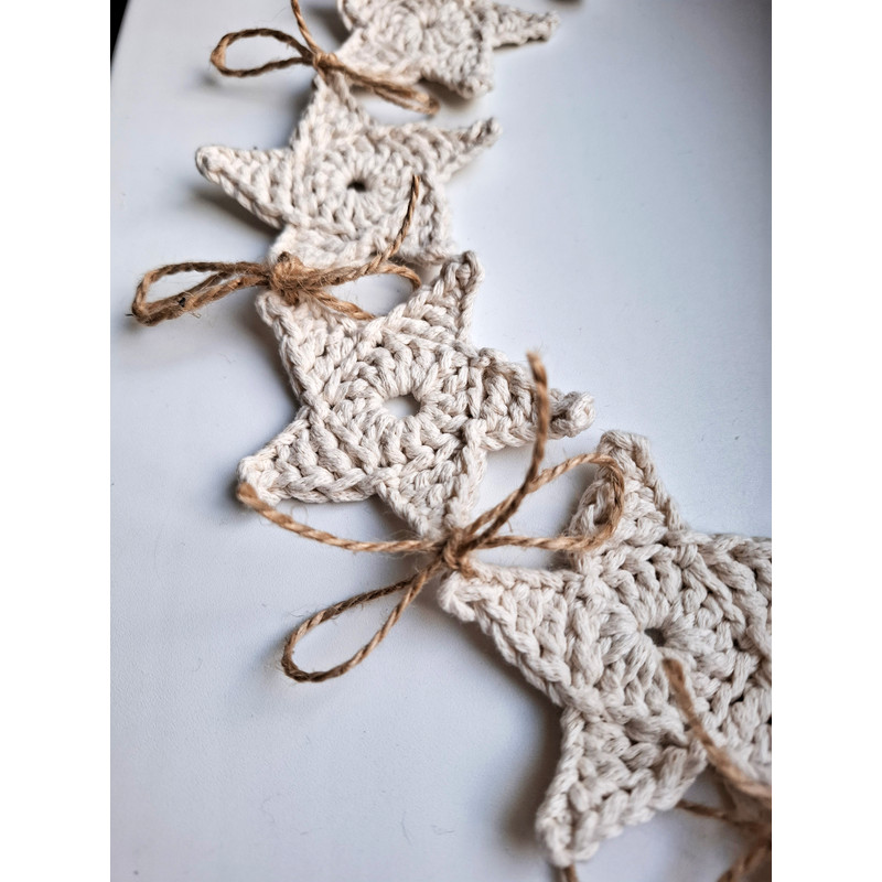 Crochet 7 Star Garland Rustic Decor Christmas 5 Pointed Star Wall Hanging Country Decor Farmhouse D 0