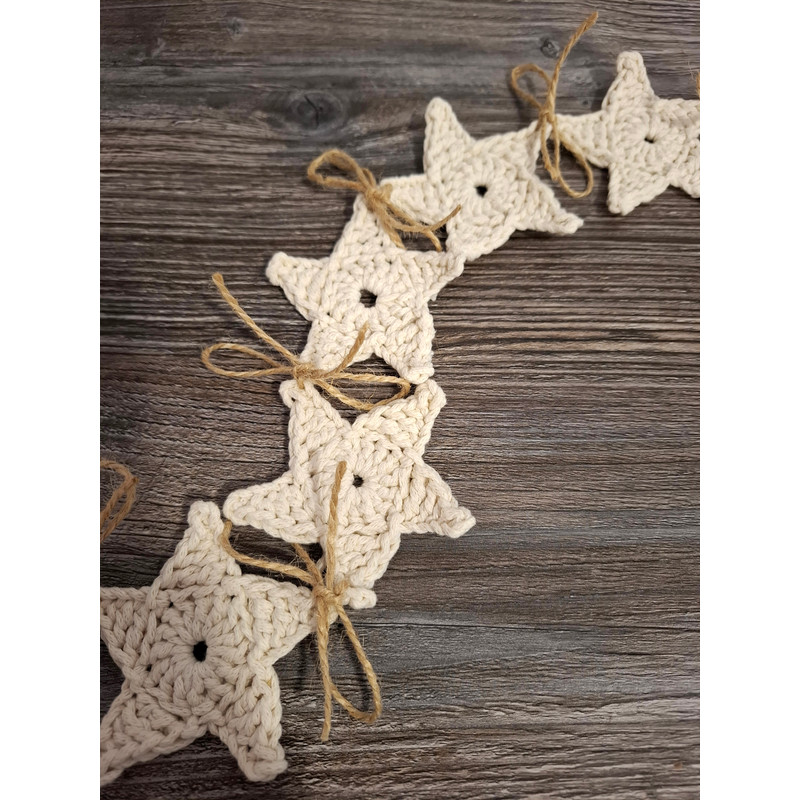 Crochet 7 Star Garland Rustic Decor Christmas 5 Pointed Star Wall Hanging Country Decor Farmhouse D 1