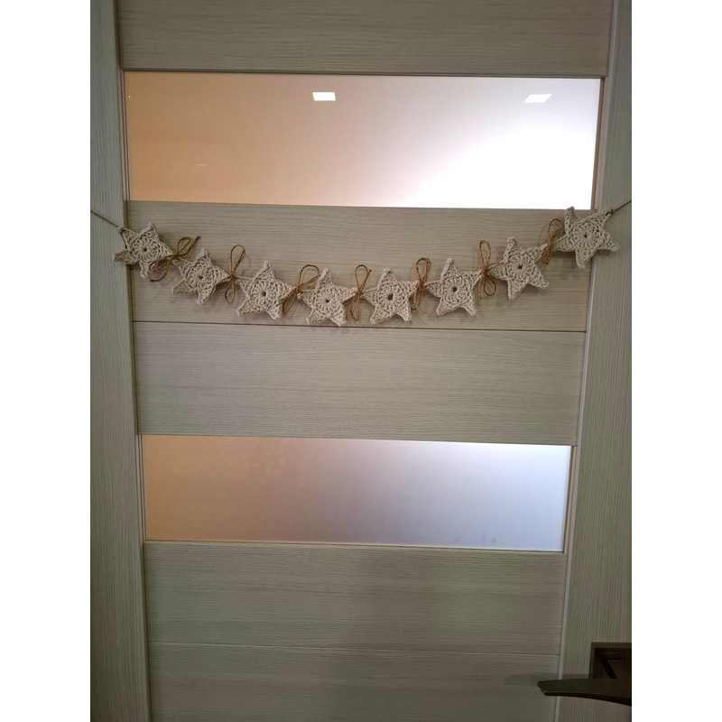 Crochet 7 Star Garland Rustic Decor Christmas 5 Pointed Star Wall Hanging Country Decor Farmhouse D 3