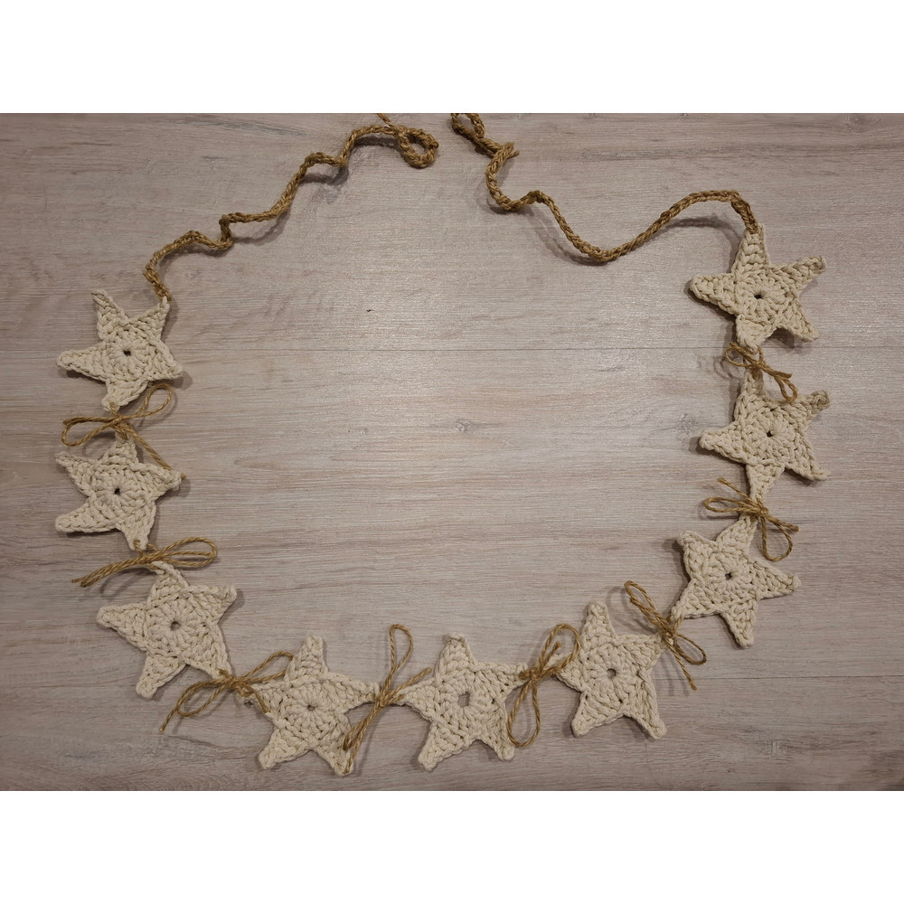 Crochet 9 Star Garland Rustic Decor Christmas 5 Pointed Star Wall Hanging Country Decor Farmhouse D 0