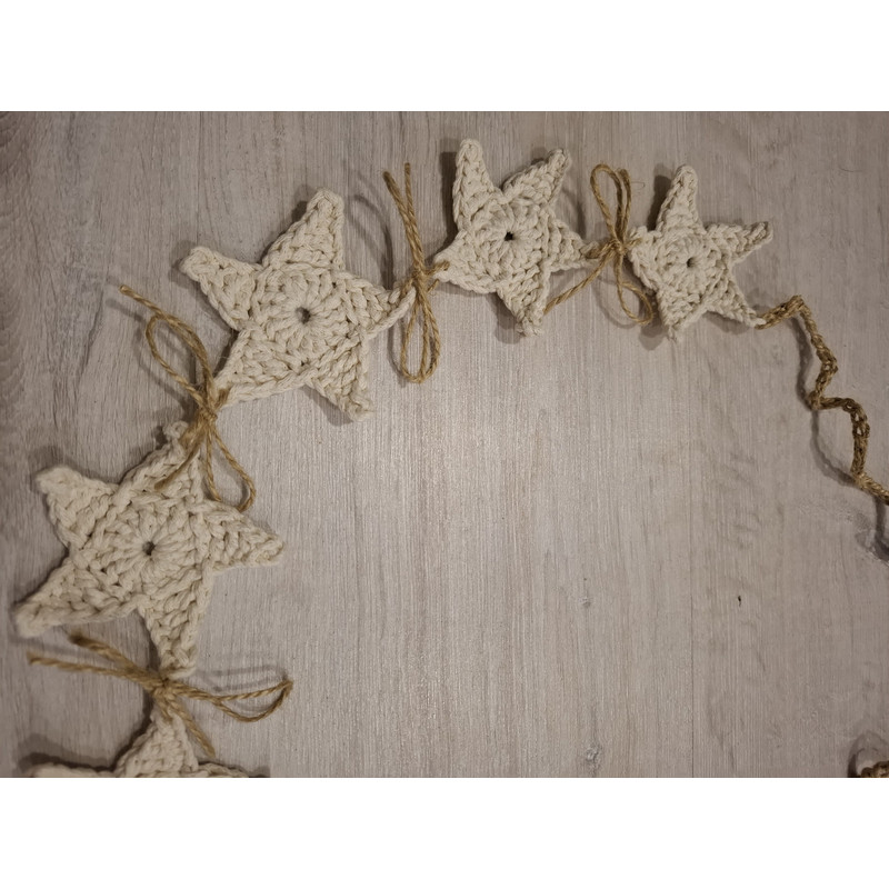 Crochet 9 Star Garland Rustic Decor Christmas 5 Pointed Star Wall Hanging Country Decor Farmhouse D 2